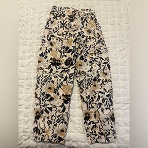 Floral Patterned Curdoroy Pants
